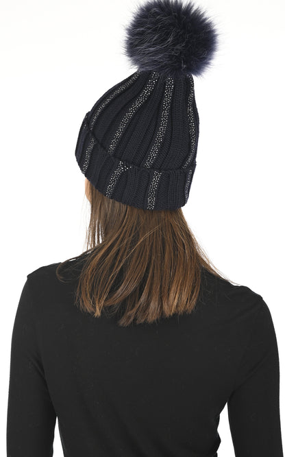 A &quot;10729H&quot; Bleu Marine La Canadienne Bonnet Femme back photo