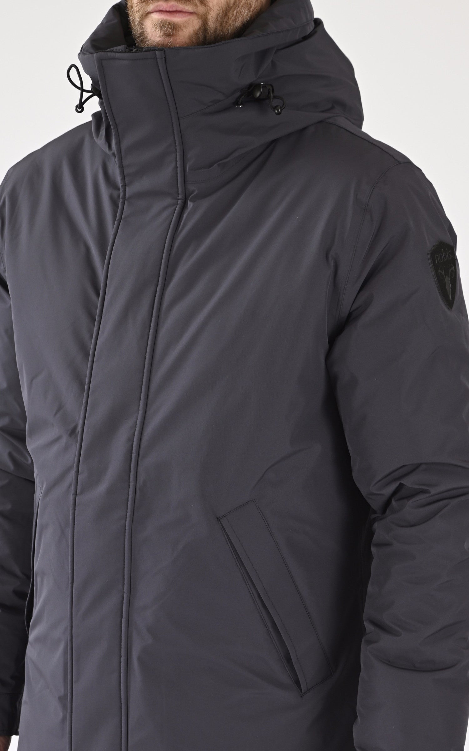 A &quot;PIERRE 3L&quot; Bleu Marine Nobis 3/4 Doudoune Homme details photo