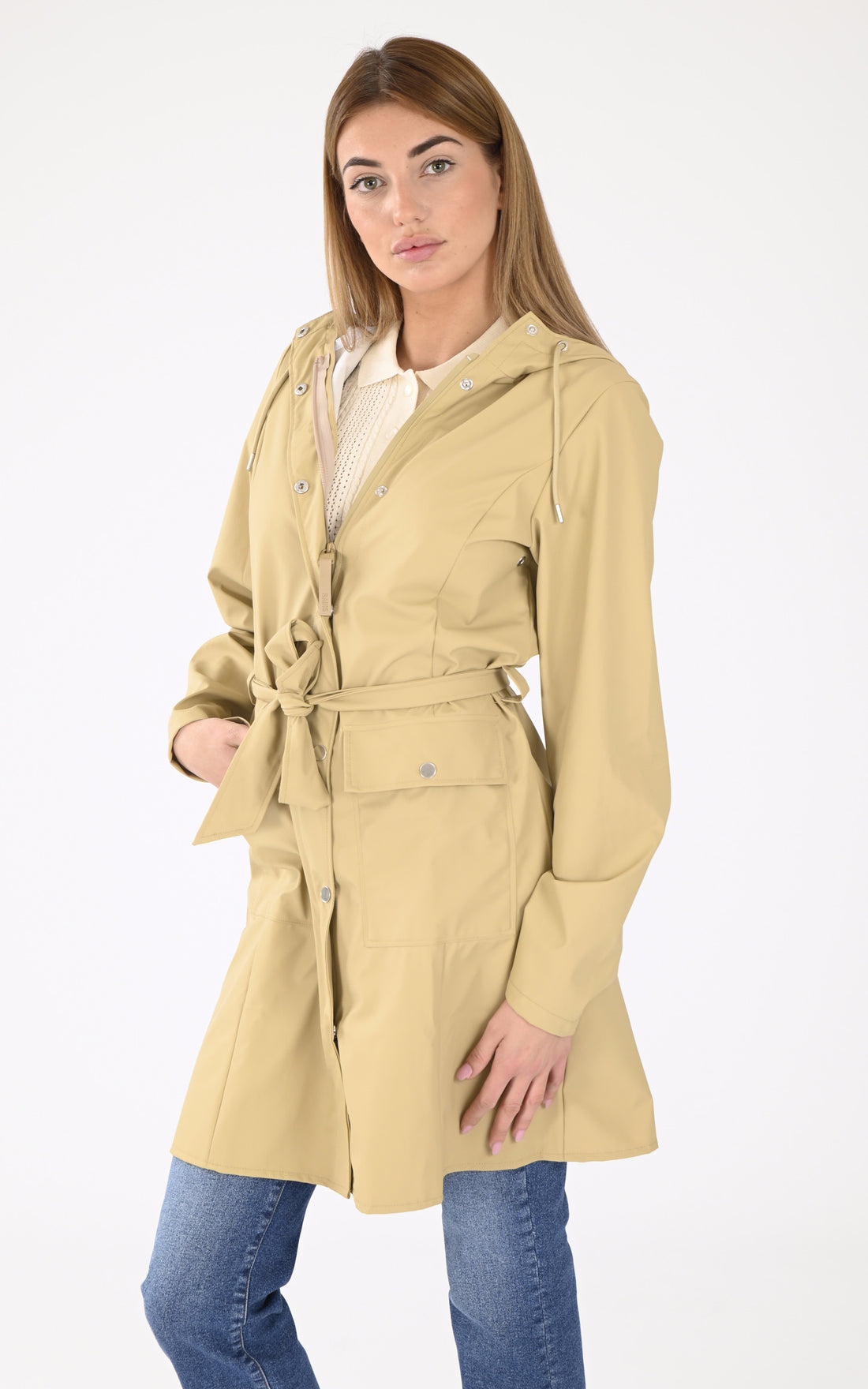 A &quot;18130 CURVE JACKET&quot; Beige Rains 3/4 Femme opened photo