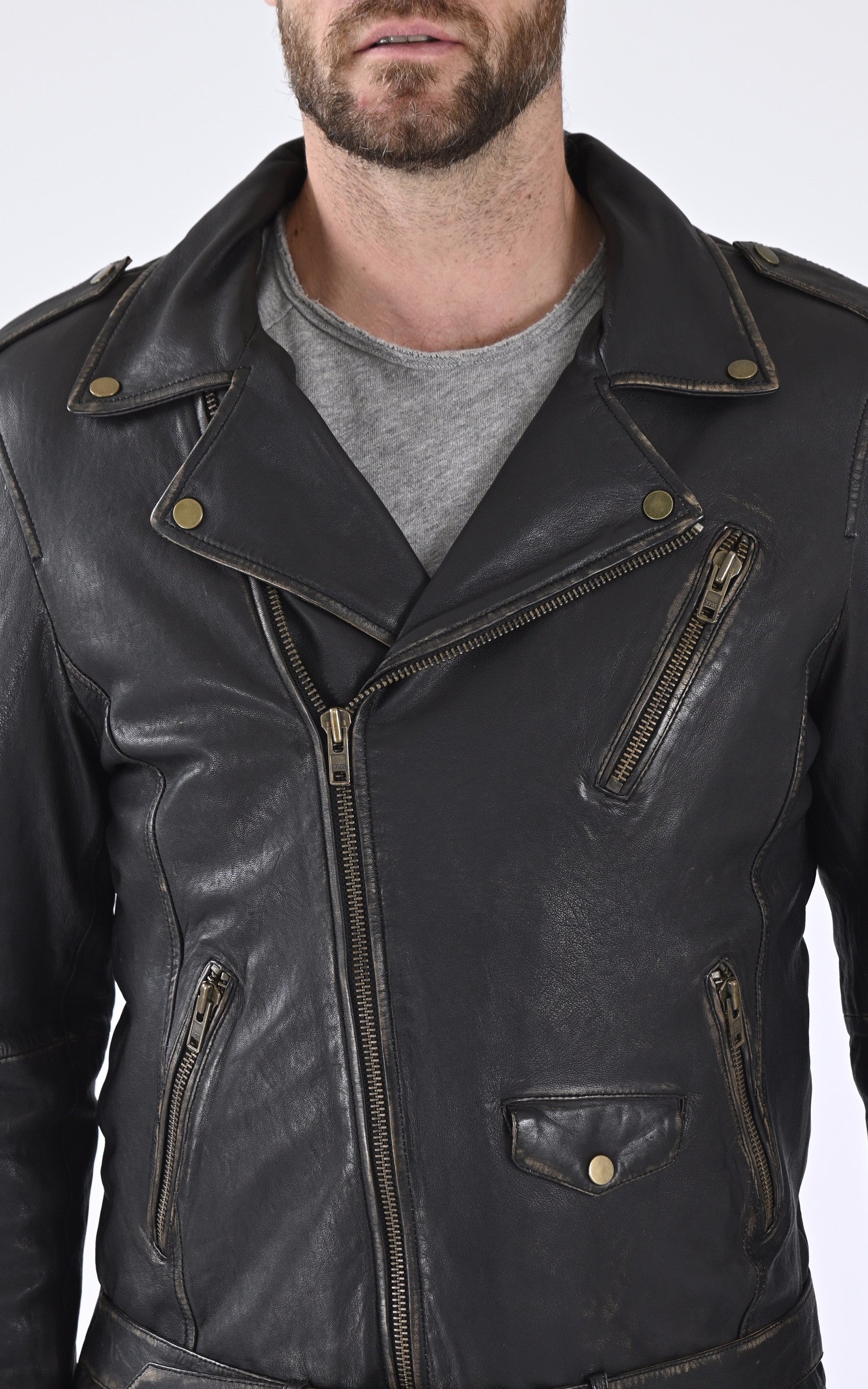 A &quot;ROCKER&quot; Noir Serge Pariente Perfecto Homme details photo 5