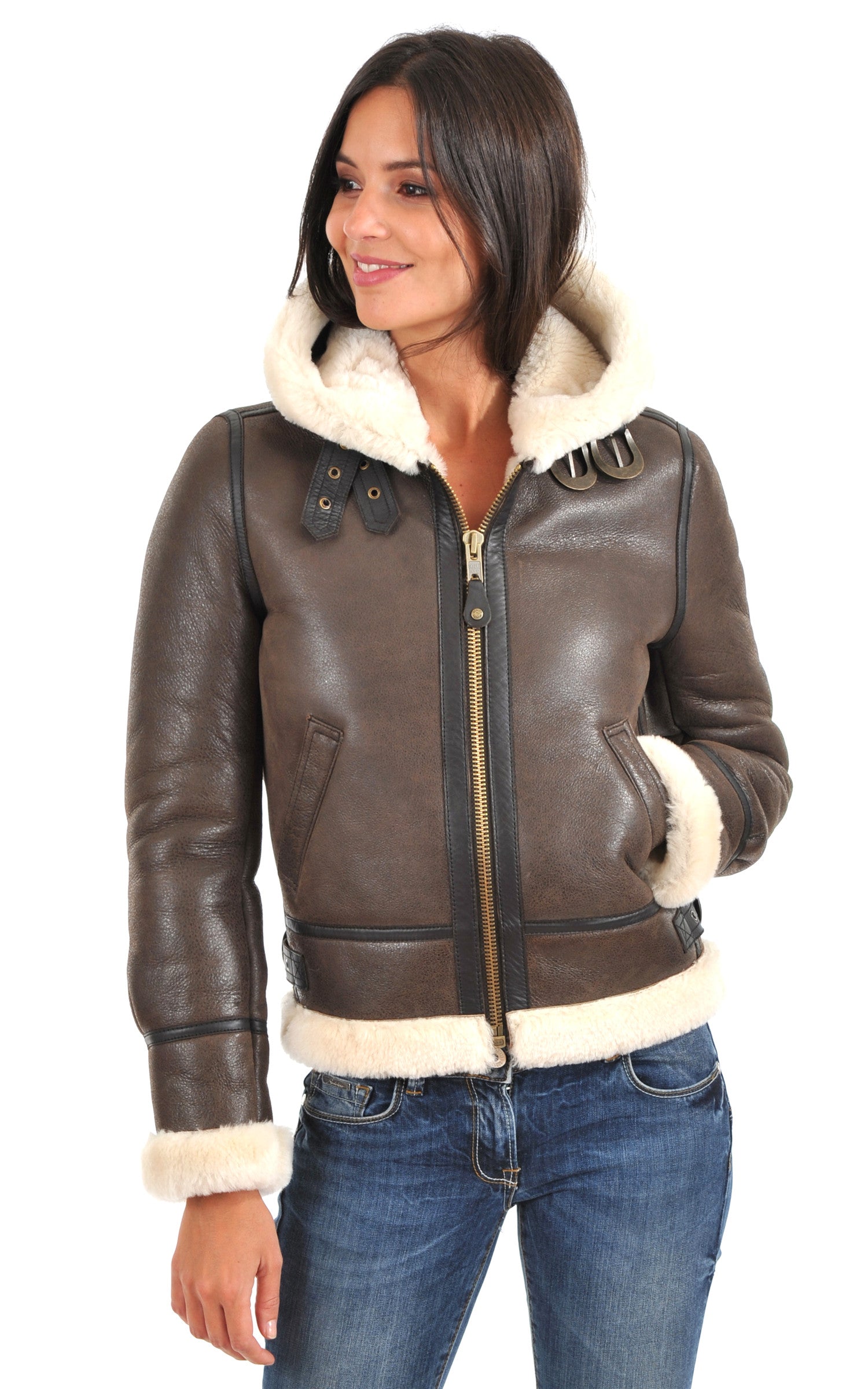 A &quot;LCW1257H&quot; Marron Schott Bombardier Femme closed photo
