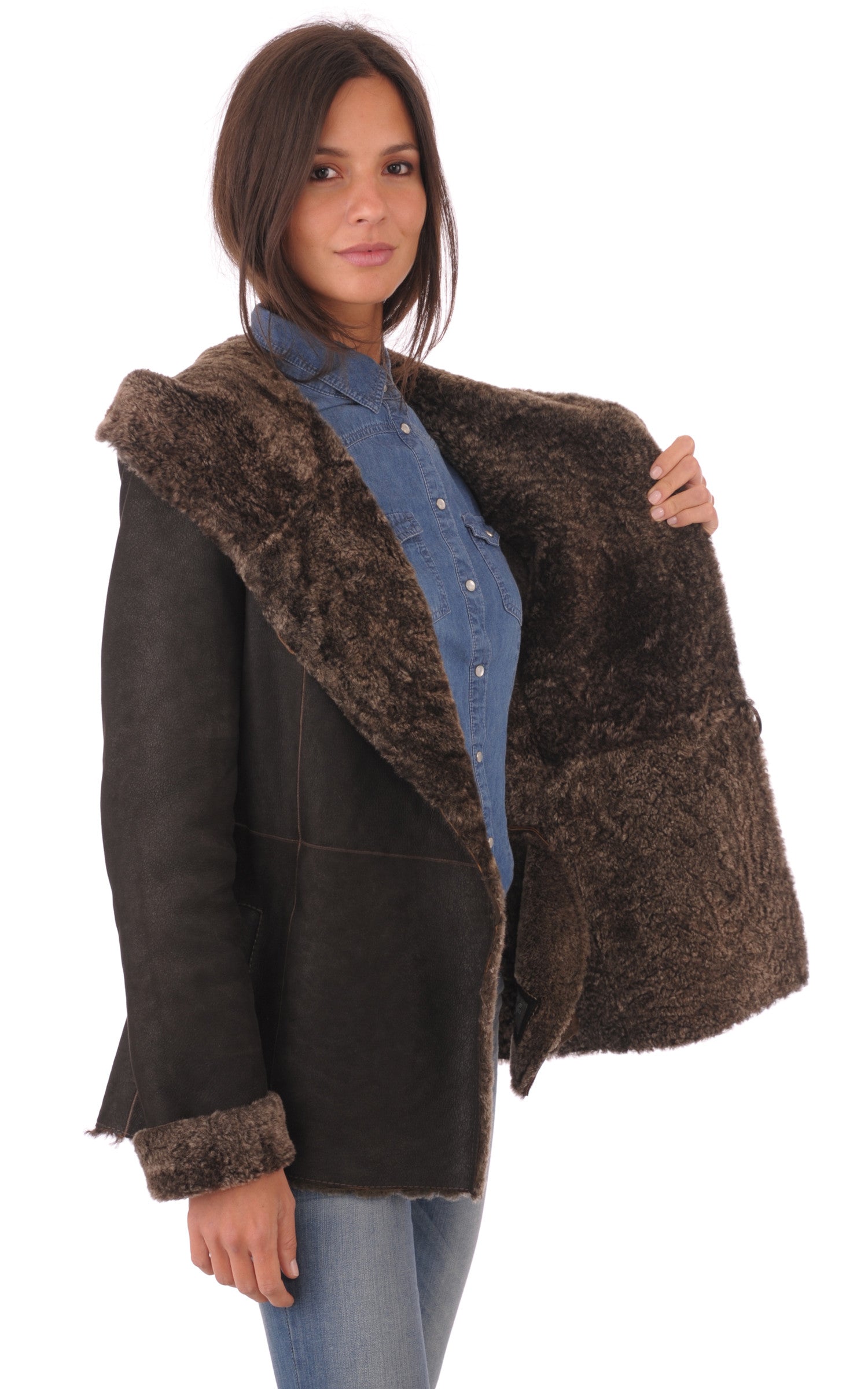 A &quot;CH1T7002 ESP&quot; Marron La Canadienne Veste Femme interior photo