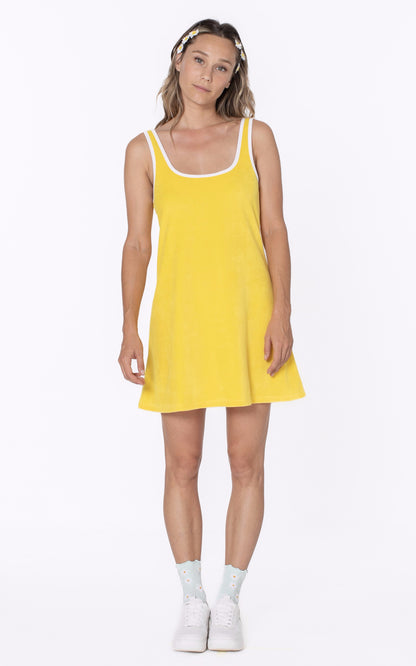 A &quot;BIARRITZ&quot; Jaune Marguerite à la plage Robe Femme opened photo