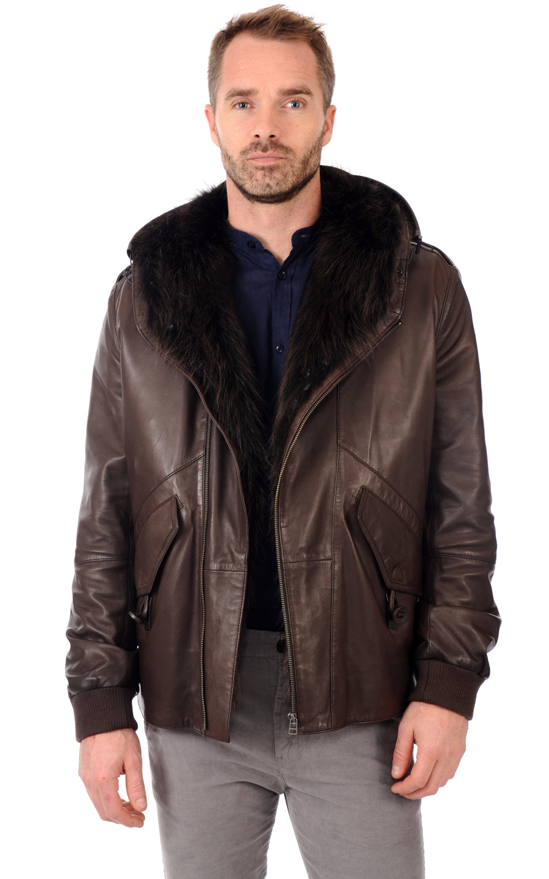 A &quot;KAHAD-KT&quot; Marron La Canadienne Blouson Homme closed photo
