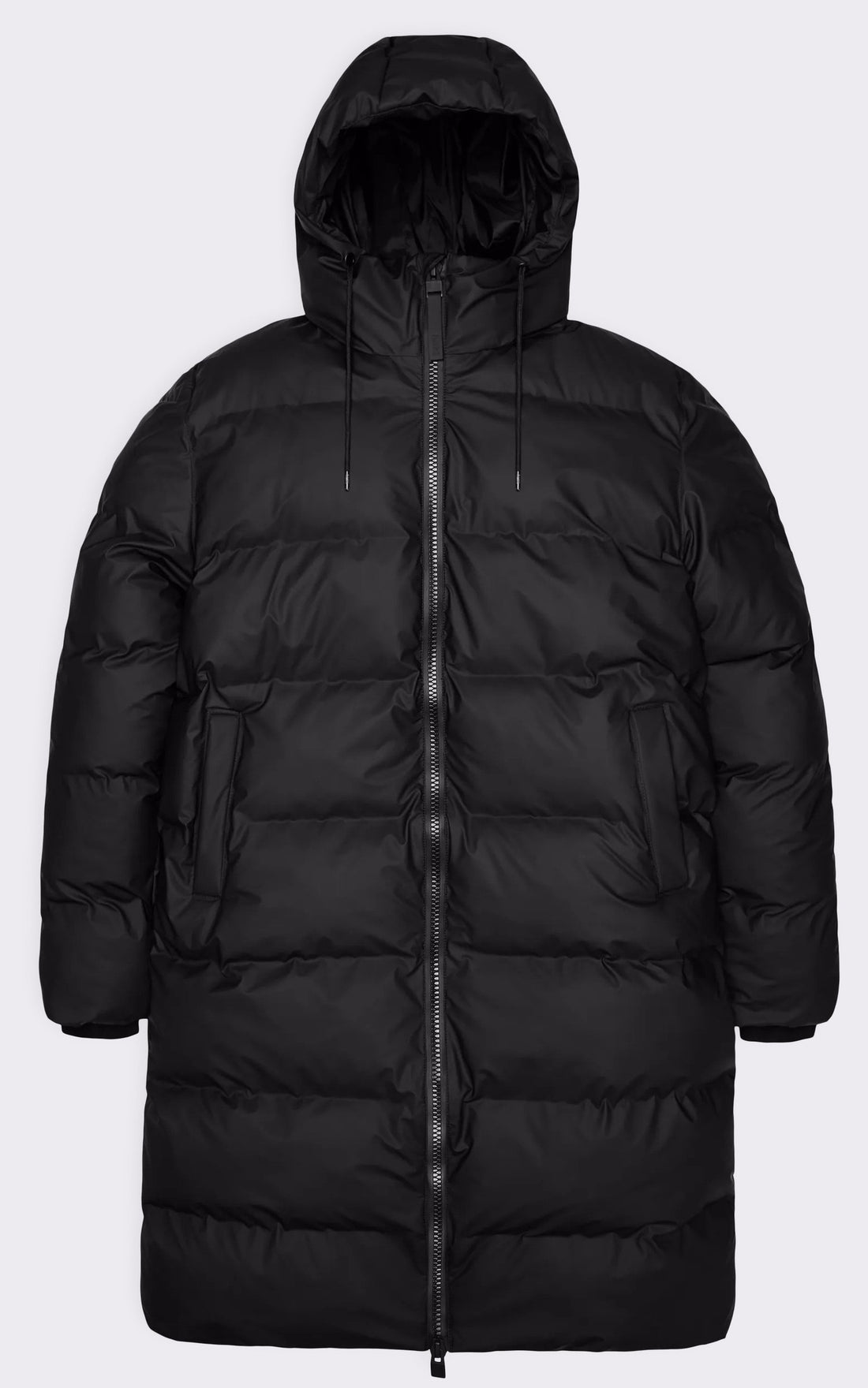 A &quot;15130 ALTA LONG PUFFER JACKET&quot; Noir Rains 3/4 Doudoune Mixte opened photo