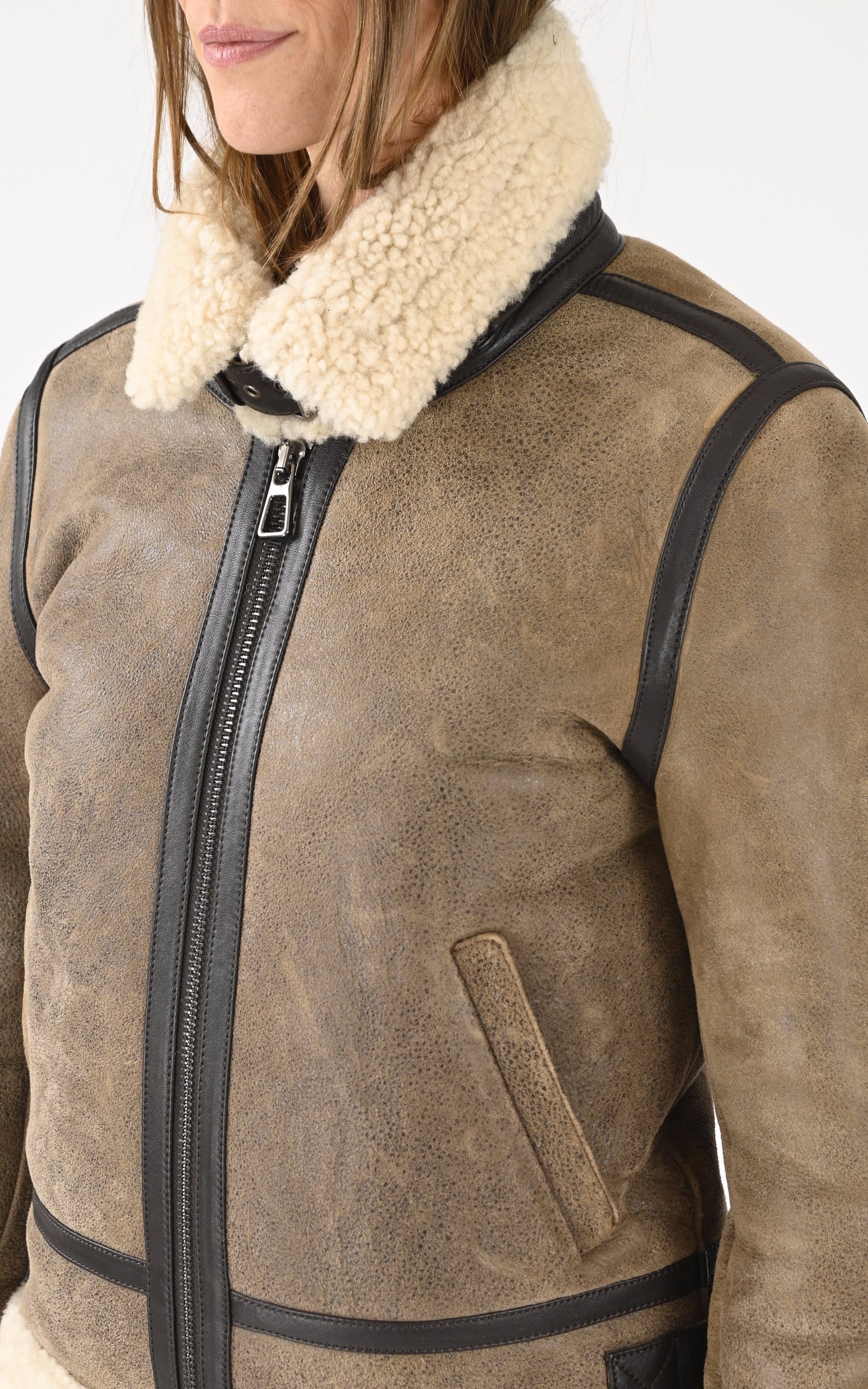A &quot;JACQUELINE&quot; Marron Serge Pariente Bombardier Femme details photo 5