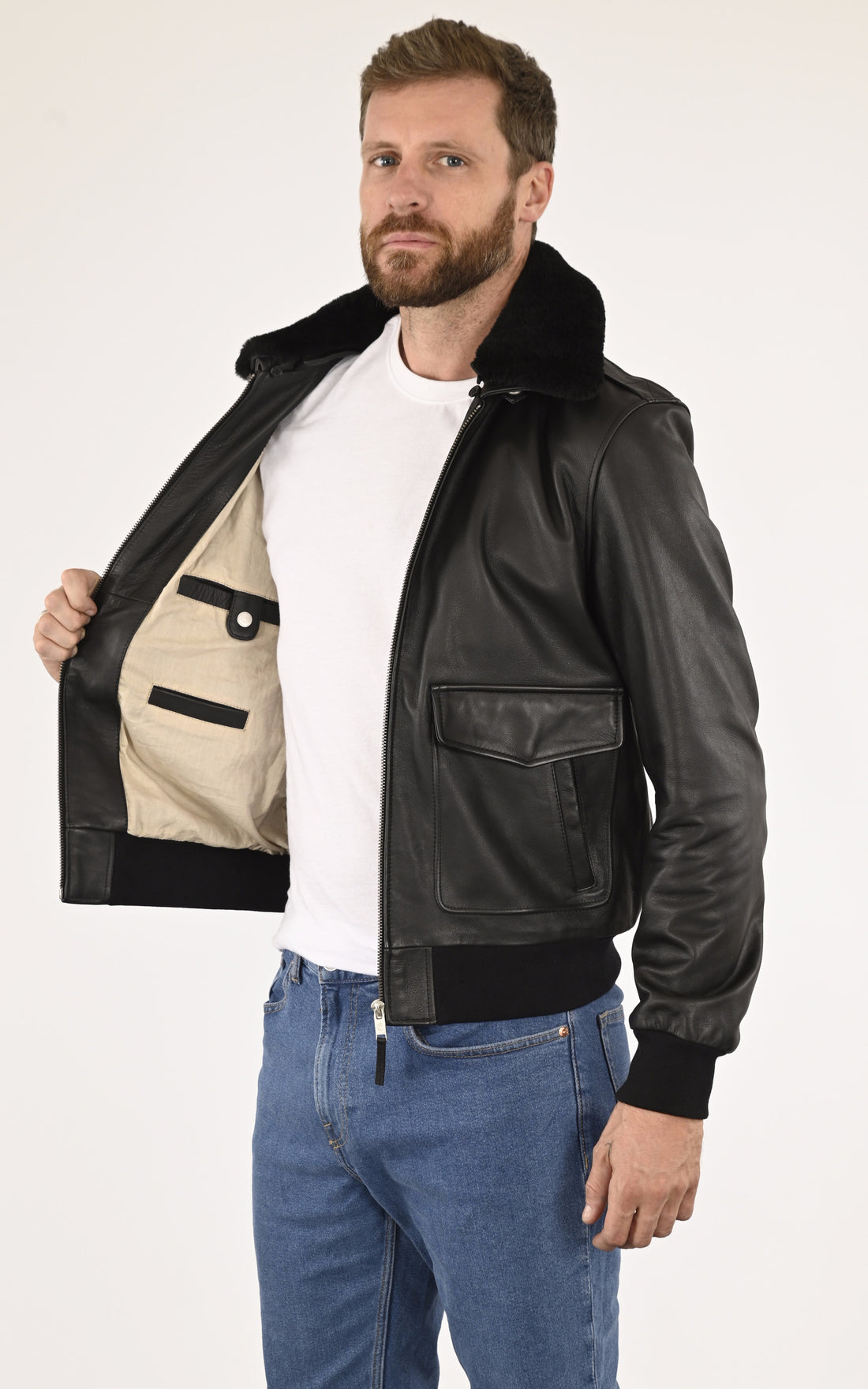 A &quot;PILOTE&quot; Noir La Canadienne Pilote Homme opened photo