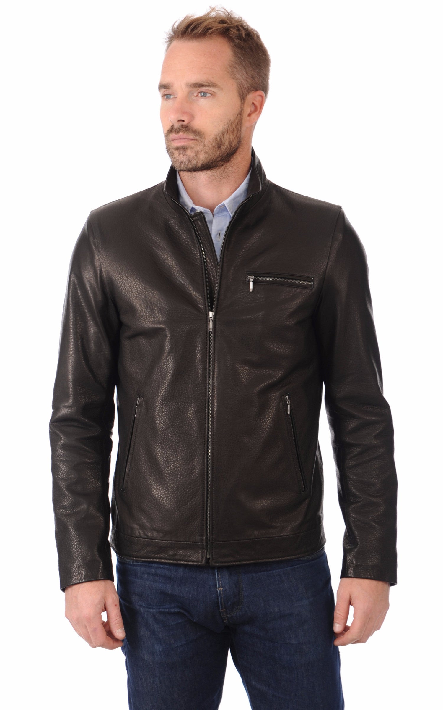 A &quot;TRENDY&quot; Noir La Canadienne Blouson Homme closed photo 2