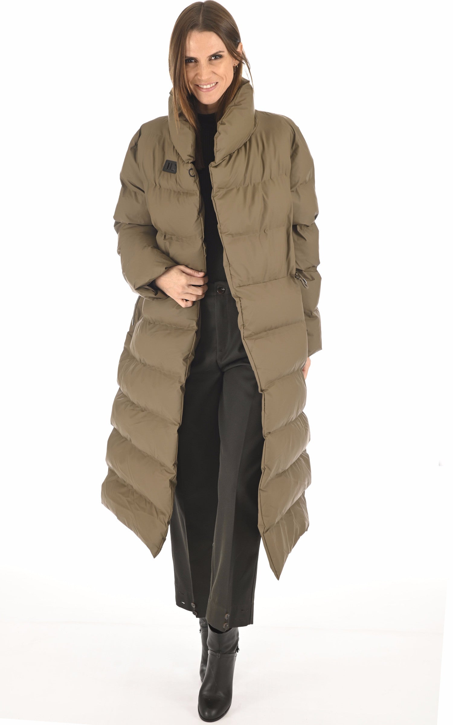 A &quot;15170 LONG PUFFER JACKET&quot; Taupe Rains Mt Doudoune Femme opened photo 1