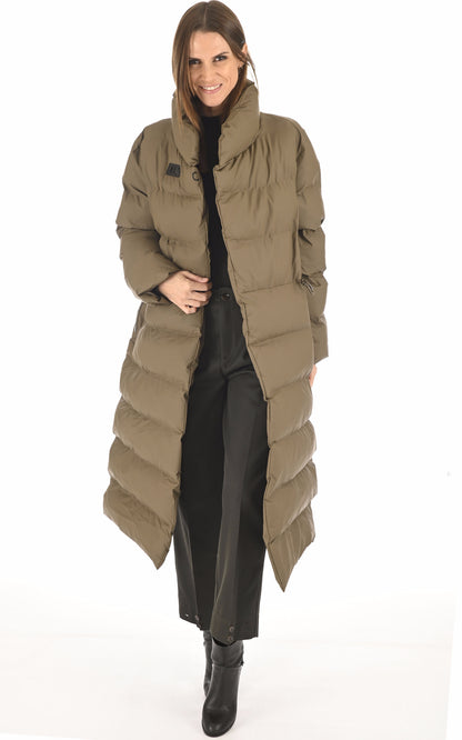 A &quot;15170 LONG PUFFER JACKET&quot; Taupe Rains Mt Doudoune Femme opened photo