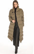 A "15170 LONG PUFFER JACKET" Taupe Rains Mt Doudoune Femme opened photo
