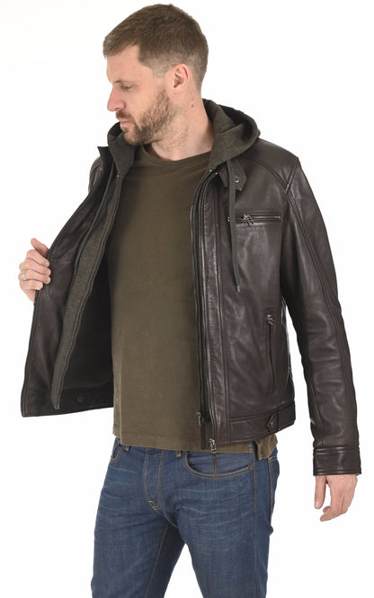 A &quot;ERIKO HOOD&quot; Marron Serge Pariente Blouson Homme interior photo