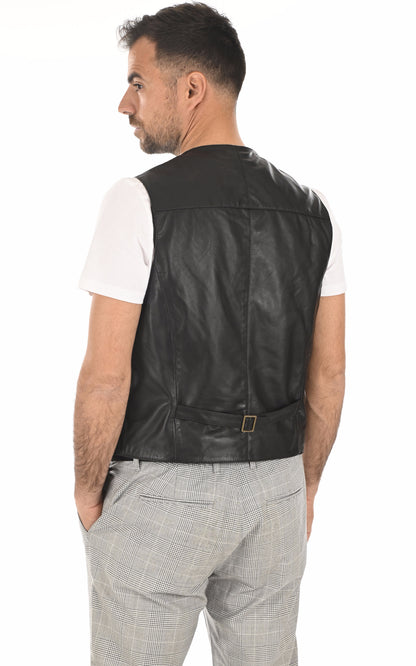 A &quot;3104&quot; Noir La Canadienne Gilet Homme back photo