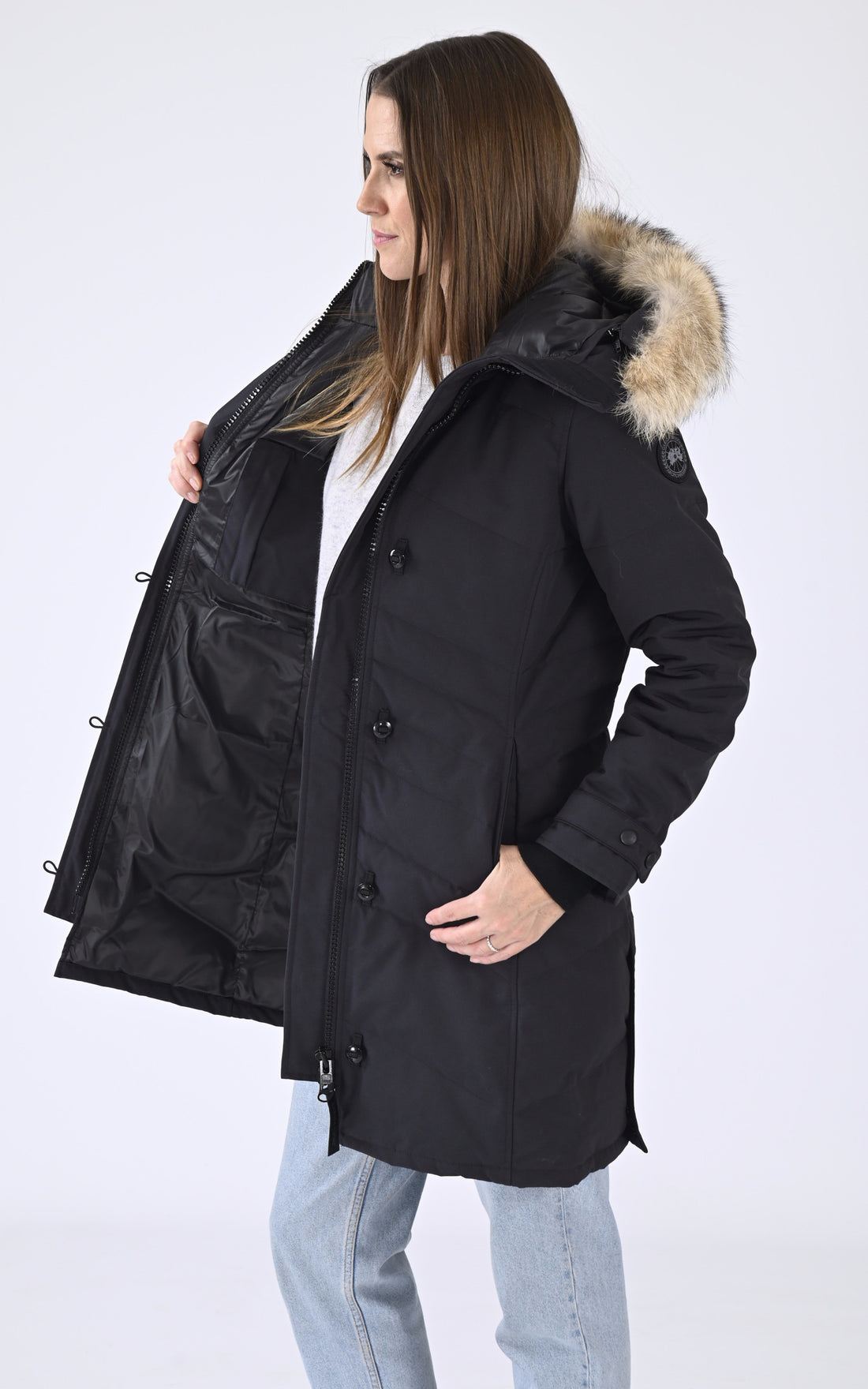 A &quot;LORETTE 2090LB&quot; Navy Canada Goose 3/4 Doudoune Femme opened photo