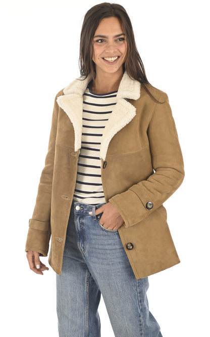 A &quot;ARIA FF 70&quot; Camel La Canadienne Veste Femme opened photo