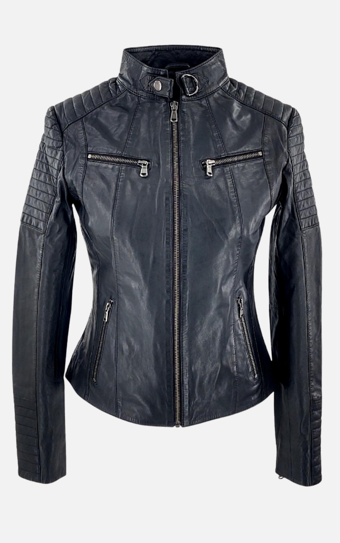 Veste en cuir biker Scooty noire
