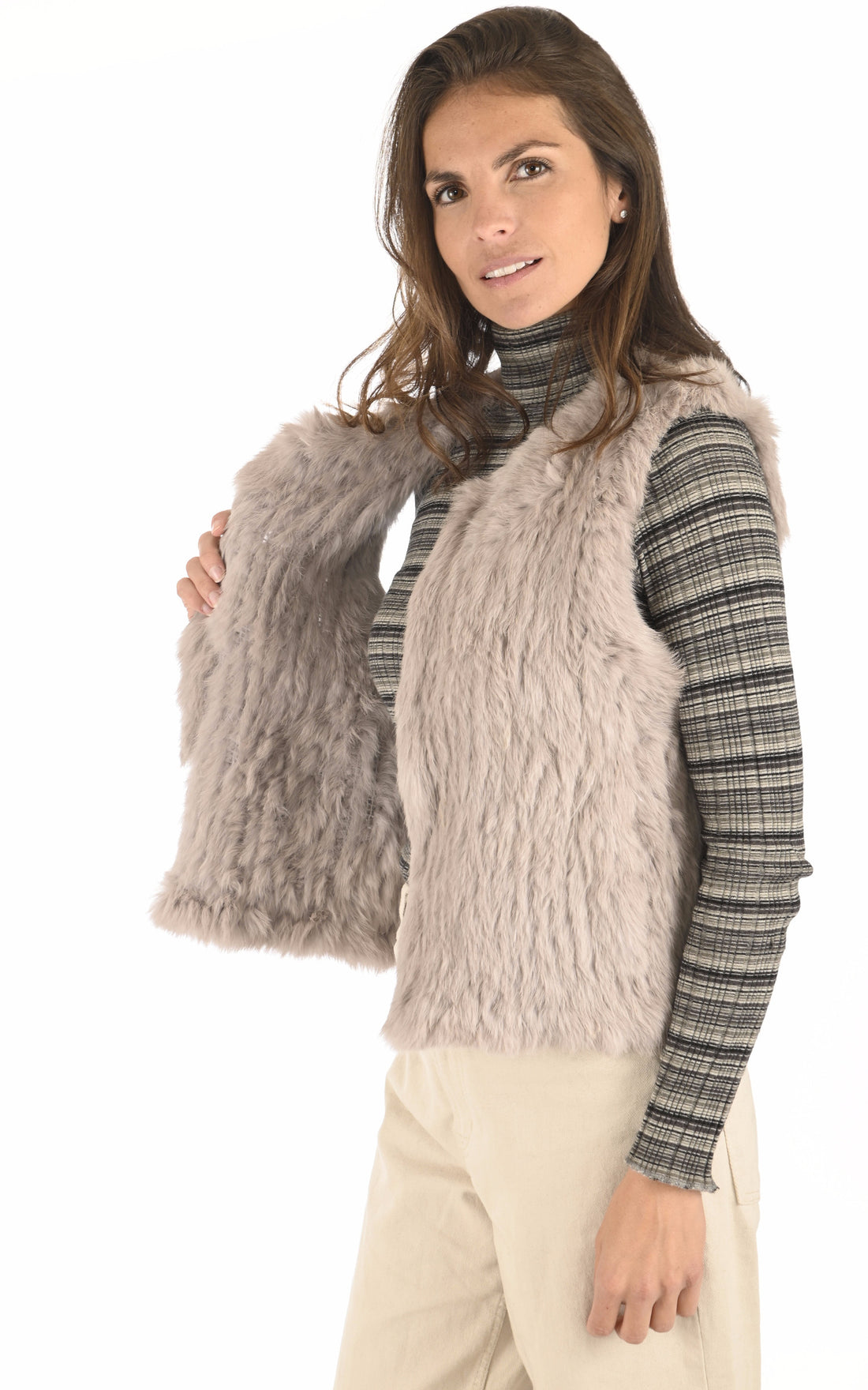 A &quot;GILET 60&quot; Beige La Canadienne Veste Femme opened photo