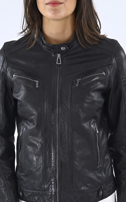 A &quot;SILENE HOOD 102124&quot; Noir Rose Garden Blouson Femme details photo