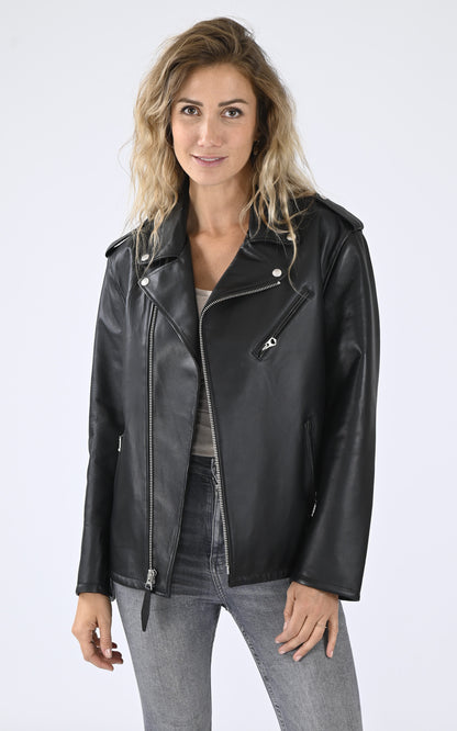 A &quot;LCWAUBREY&quot; Noir Schott Perfecto Femme opened photo