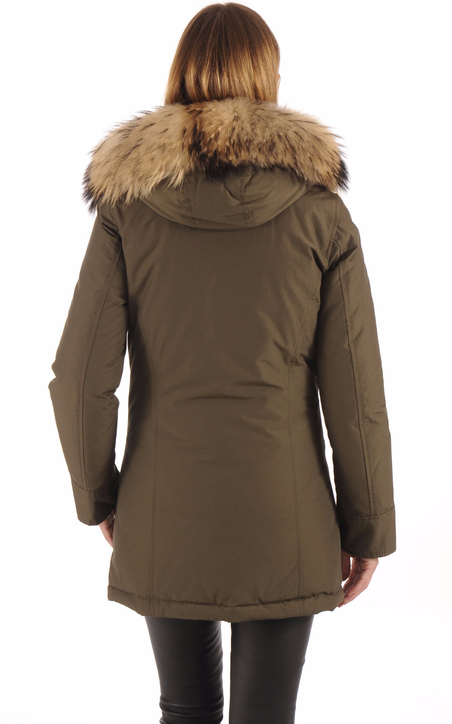 A &quot;ARCTIC PARKA WWOU0538&quot; Kaki Woolrich 3/4 Parka Femme back photo 4