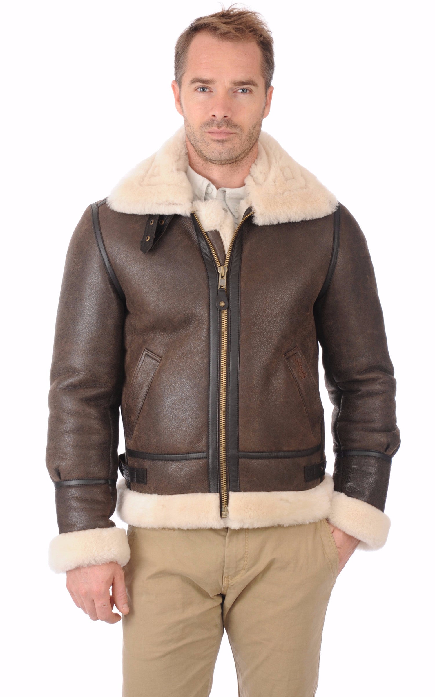 A &quot;LC1259&quot; Marron Schott Bombardier Homme opened photo