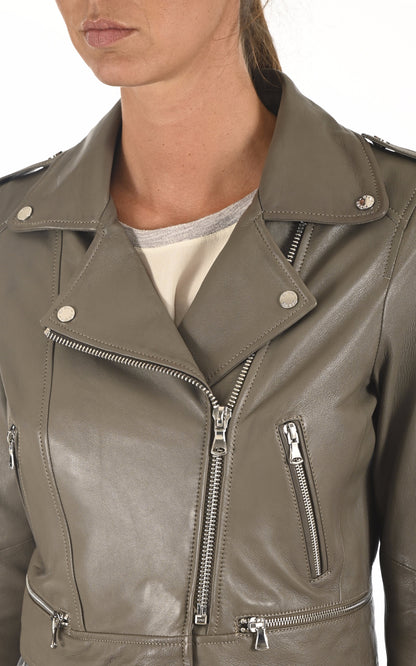A &quot;YOKO&quot; Taupe Oakwood Perfecto Femme details photo