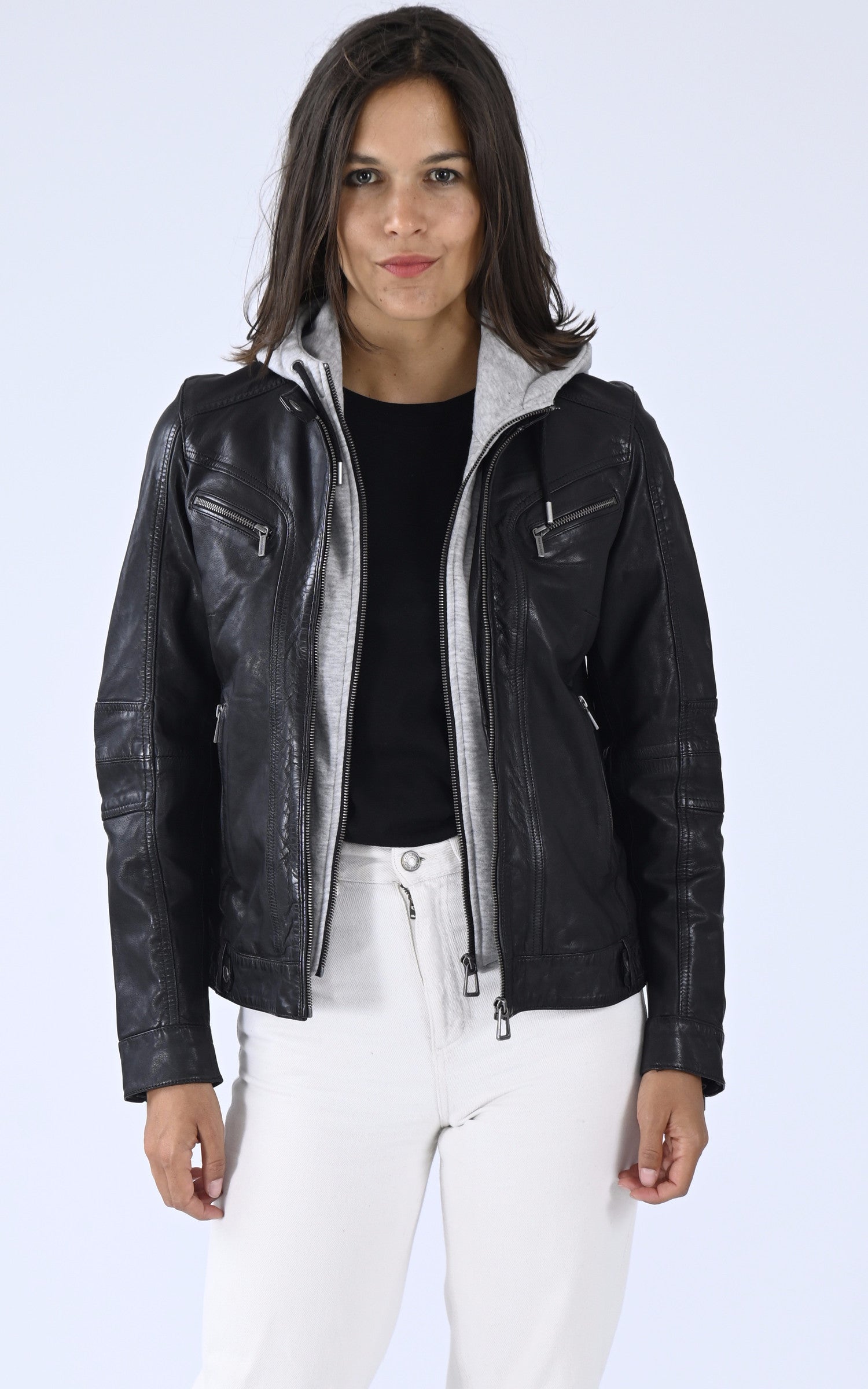 A &quot;SILENE HOOD 102124&quot; Noir Rose Garden Blouson Femme closed photo