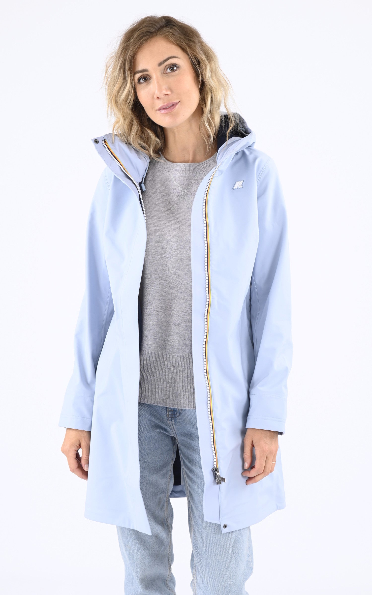 A &quot;STEPHY BONDED K21489W&quot; Bleu Ciel K-Way 3/4 Femme opened photo 1