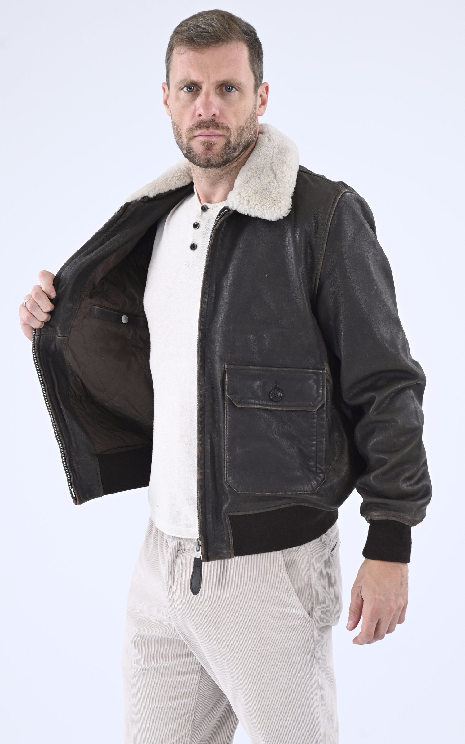 A &quot;LC PILOT USED&quot; Marron Schott Pilote Homme interior photo 3