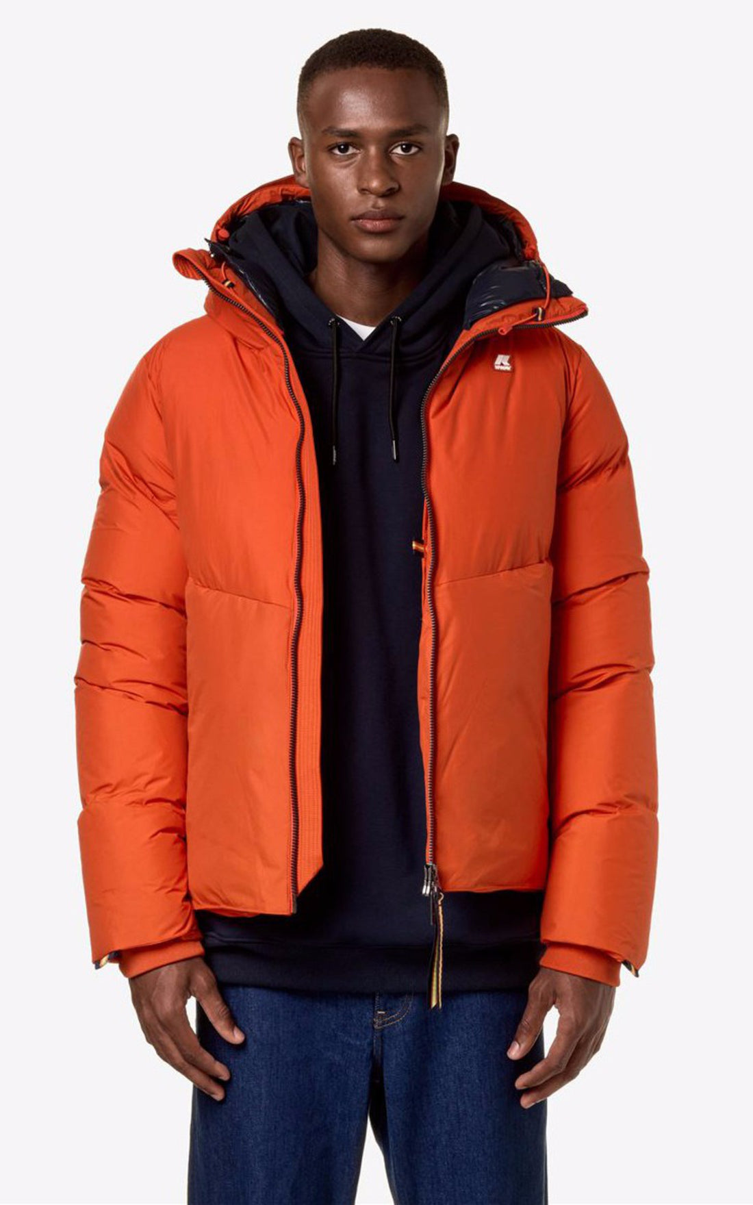 A &quot;HUGOL THERMO K4127GW&quot; Orange K-Way Bl Doudoune Homme opened photo