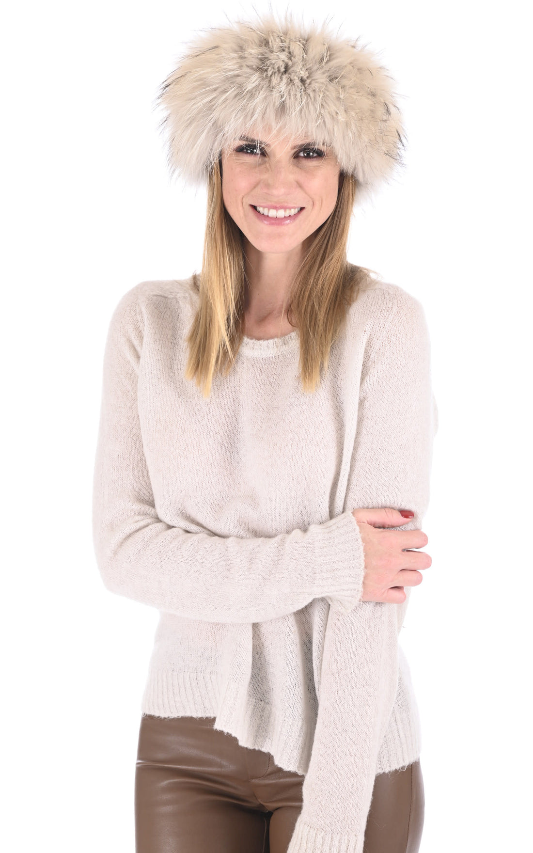 Bandeau Fourrure Accessoire Tsanikidis, modèle 3818 de couleur beige / taupe