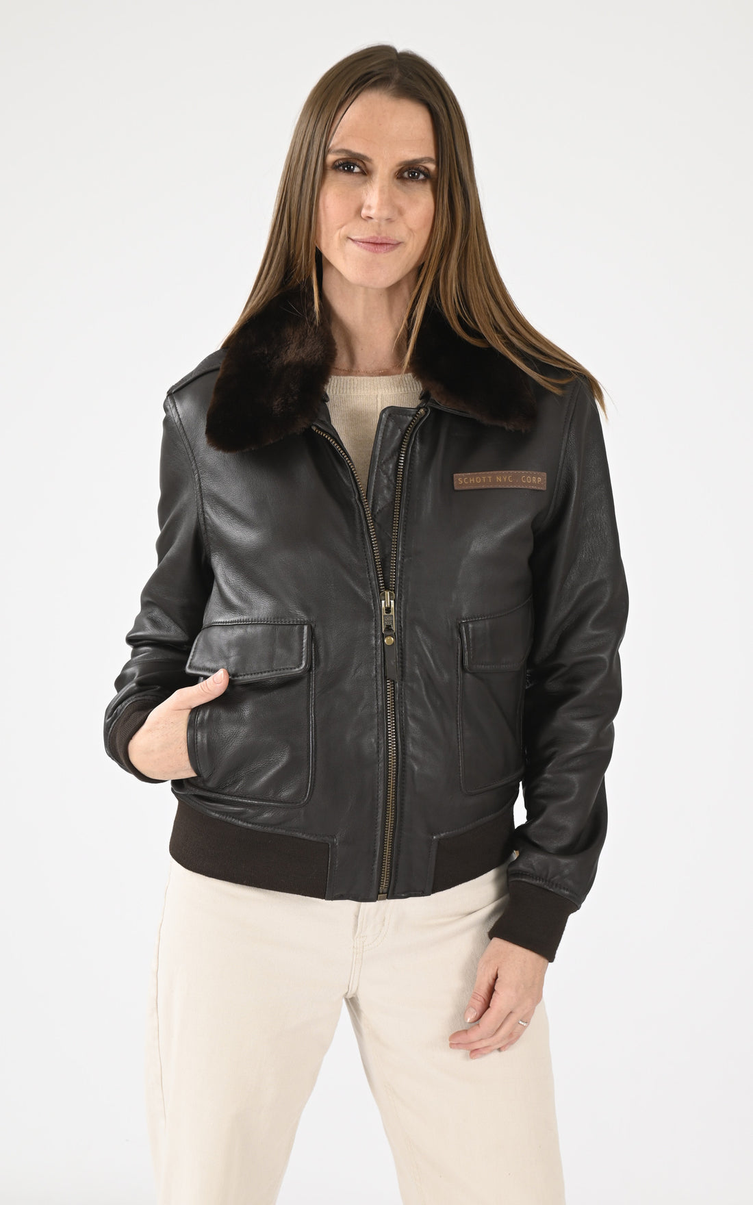A &quot;LCW LISA X&quot; Marron Schott Pilote Femme closed photo
