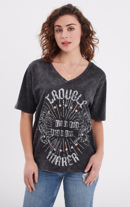 A &quot;BEXHILL 103133&quot; Noir Rose Garden T-shirt Femme opened photo