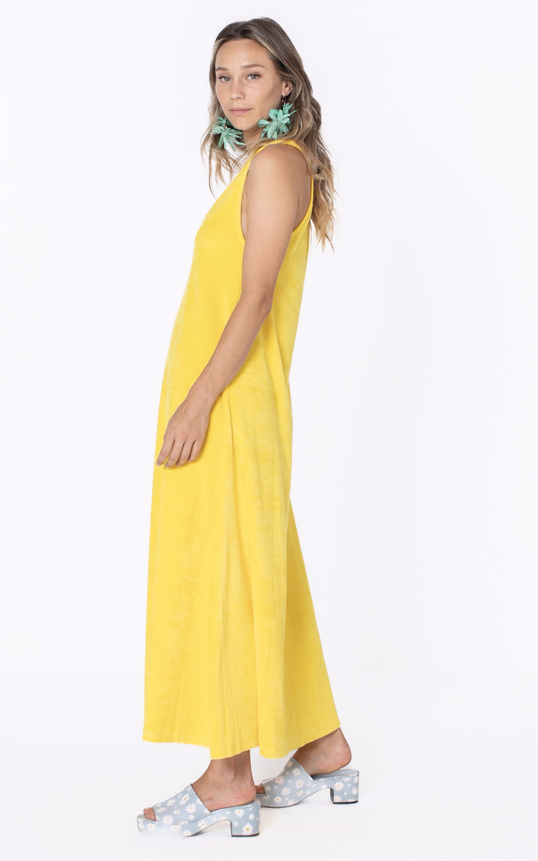 A &quot;CANNES&quot; Jaune Marguerite à la plage Robe Femme opened photo