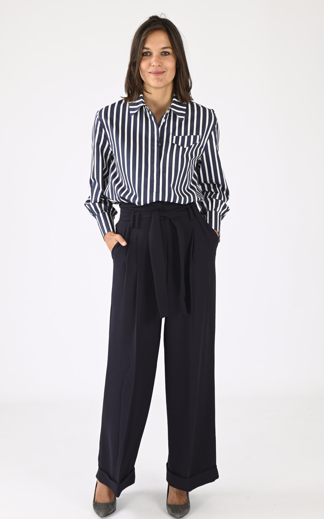 A &quot;TALLULY&quot; Bleu / Blanc Tara Jarmon Top Femme opened photo