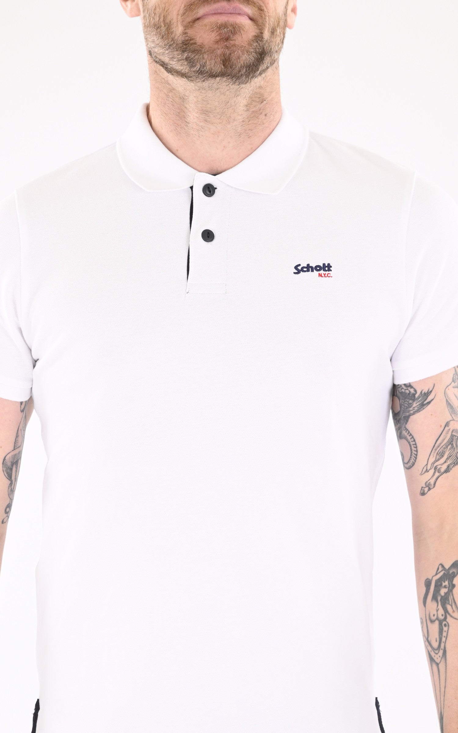 A &quot;PSMILTON&quot; Blanc Schott Polo Homme details photo 3