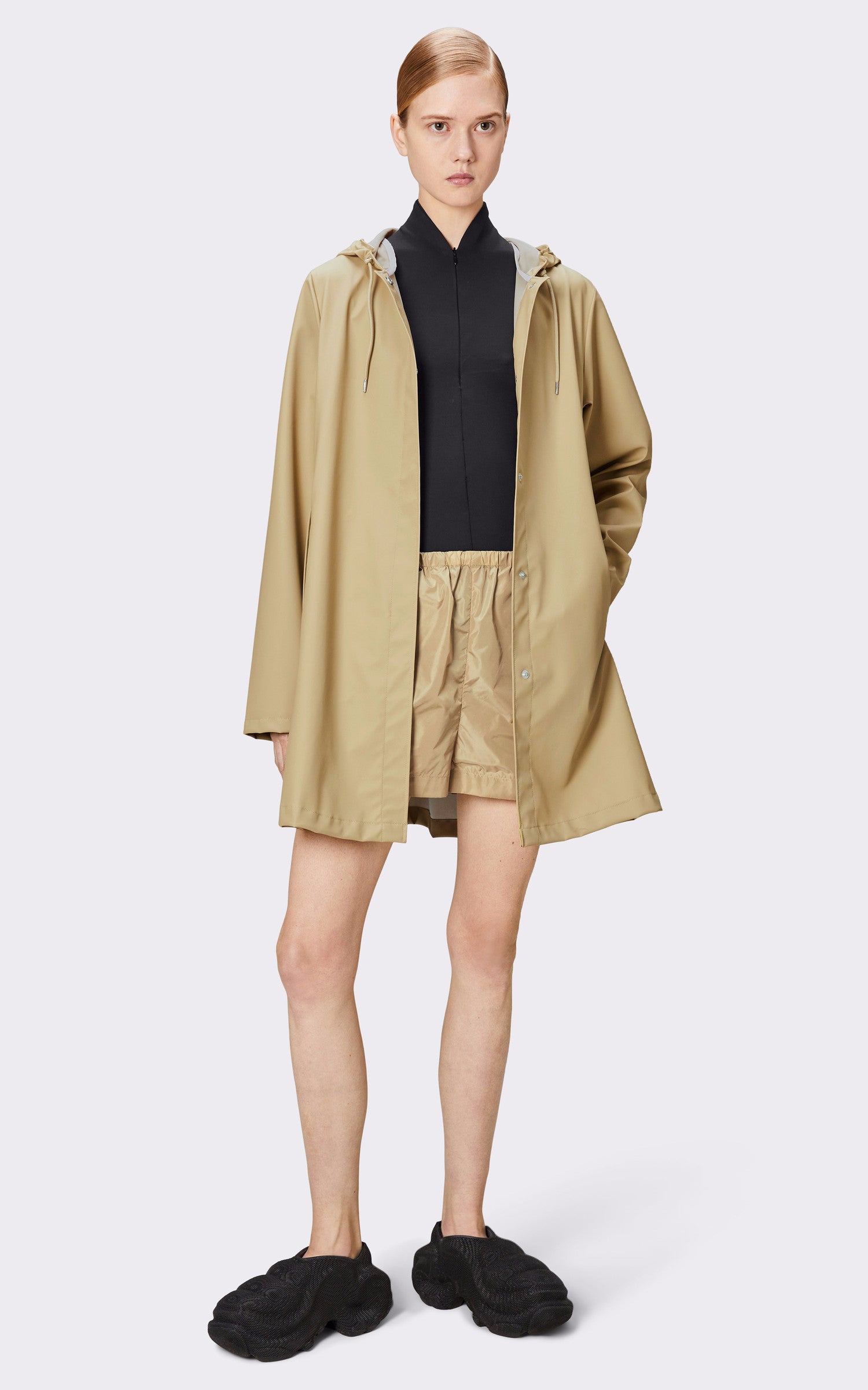 A &quot;18050 A-LINE JACKET&quot; Beige Rains 3/4 Femme closed photo 2