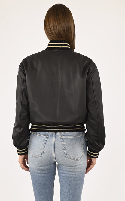 A &quot;BROOKLYN ZIP&quot; Noir La Canadienne Blouson Femme back photo