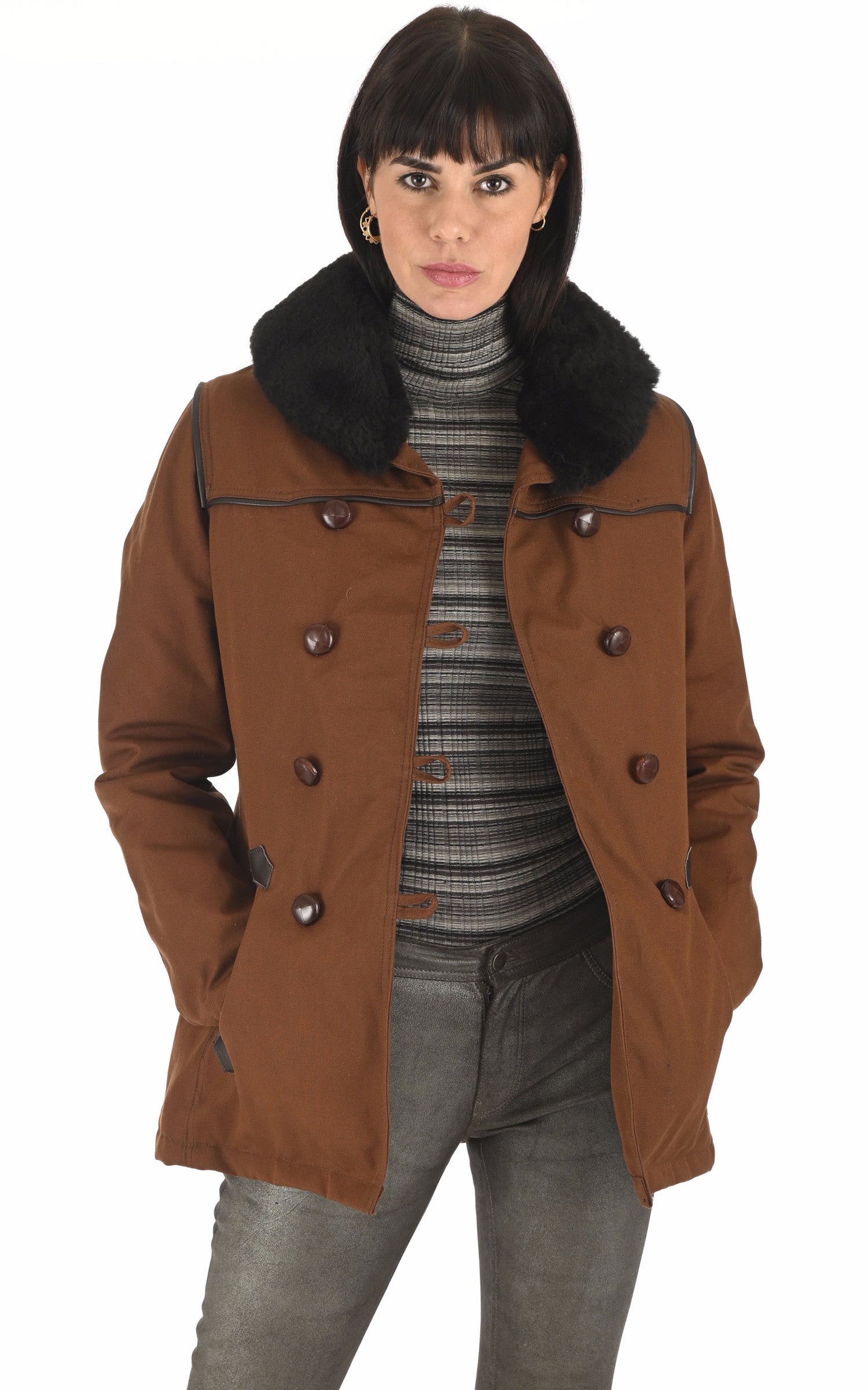 A &quot;CANADIENNE F&quot; Marron La Canadienne Veste Femme opened photo 1