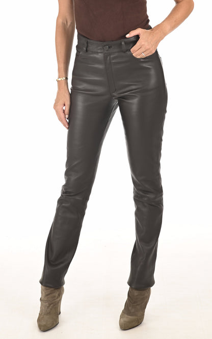 A &quot;JEAN&quot; Marron Foncé La Canadienne Pantalon Femme closed photo