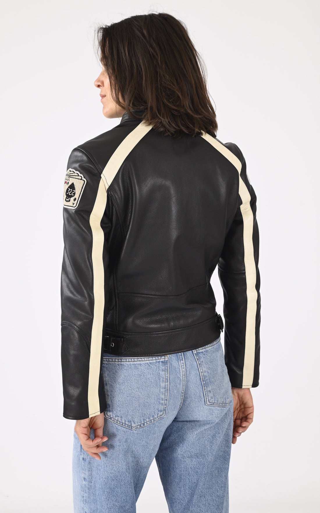 A &quot;LCW INDIANA&quot; Noir Schott Blouson Femme closed photo