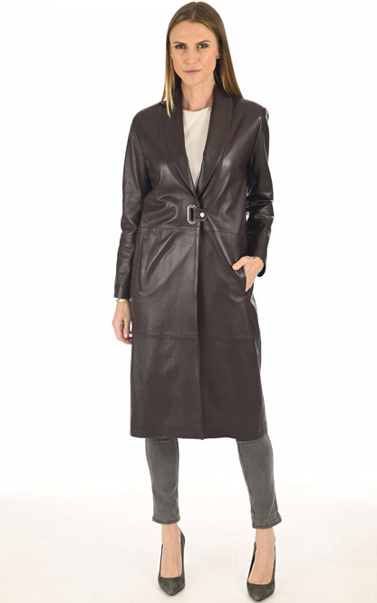 A &quot;JANKA FF&quot; Lie de vin La Canadienne Manteau Femme opened photo