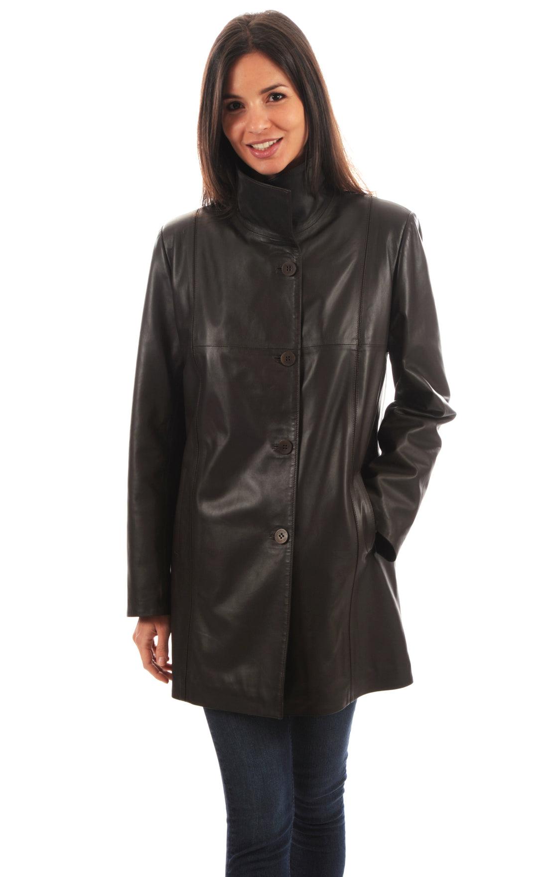 A &quot;CAROLINE&quot; Marron La Canadienne Veste Femme opened photo