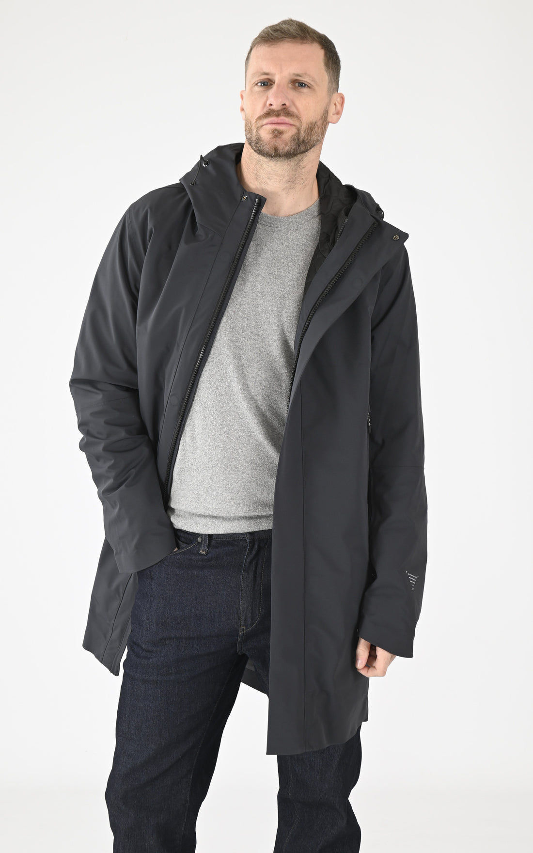 A &quot;PLANCK QM481&quot; Gris Foncé Krakatau 3/4 Parka Homme opened photo