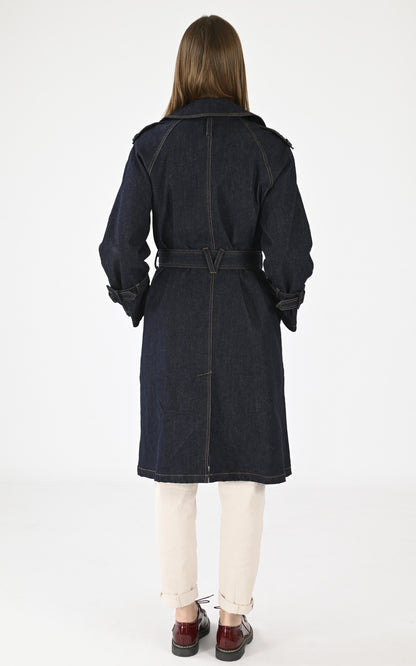 A &quot;MUSHU 64589&quot; Bleu Oakwood Trench Femme back photo