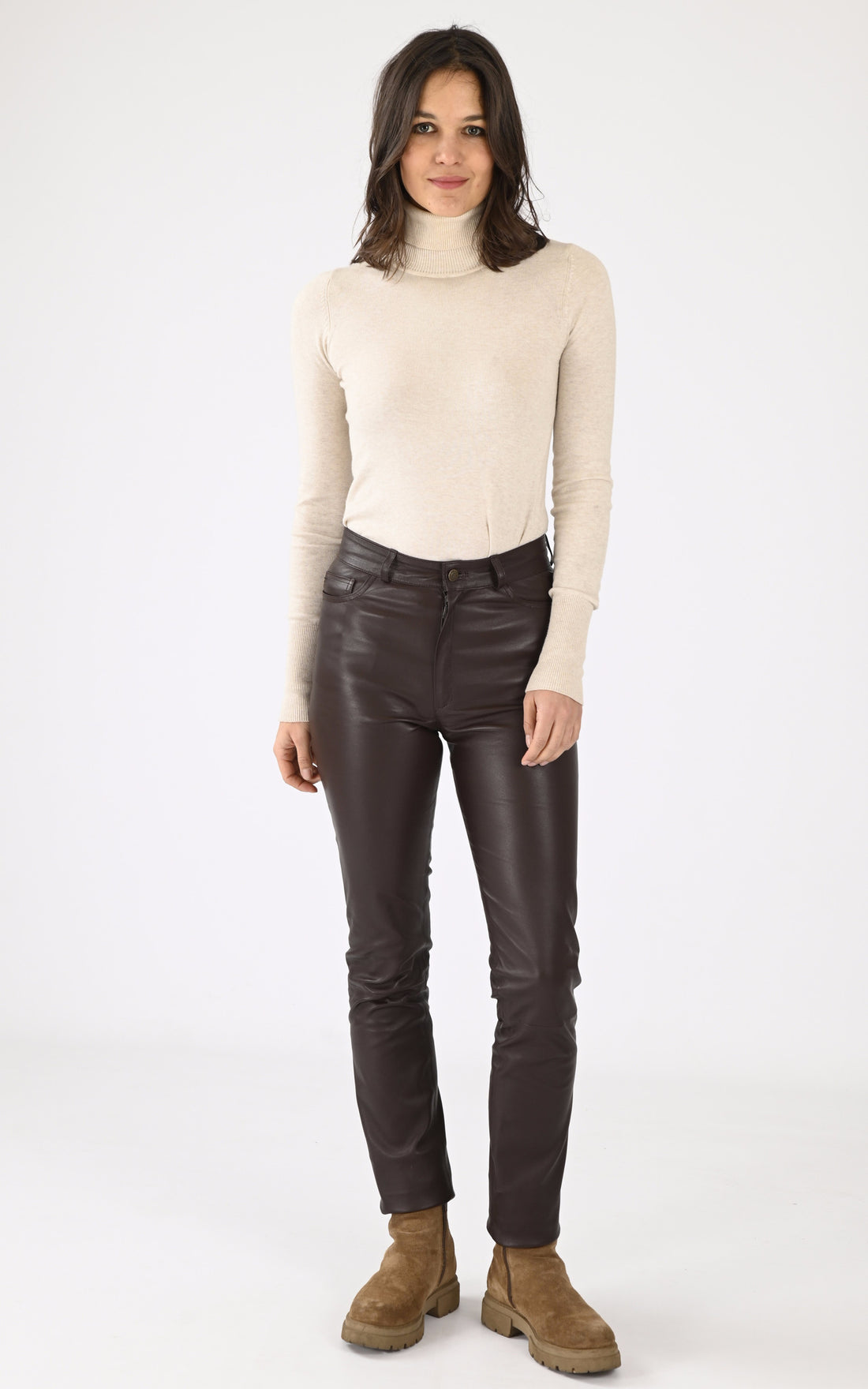 A &quot;JEAN&quot; Chocolat La Canadienne Pantalon Femme opened photo