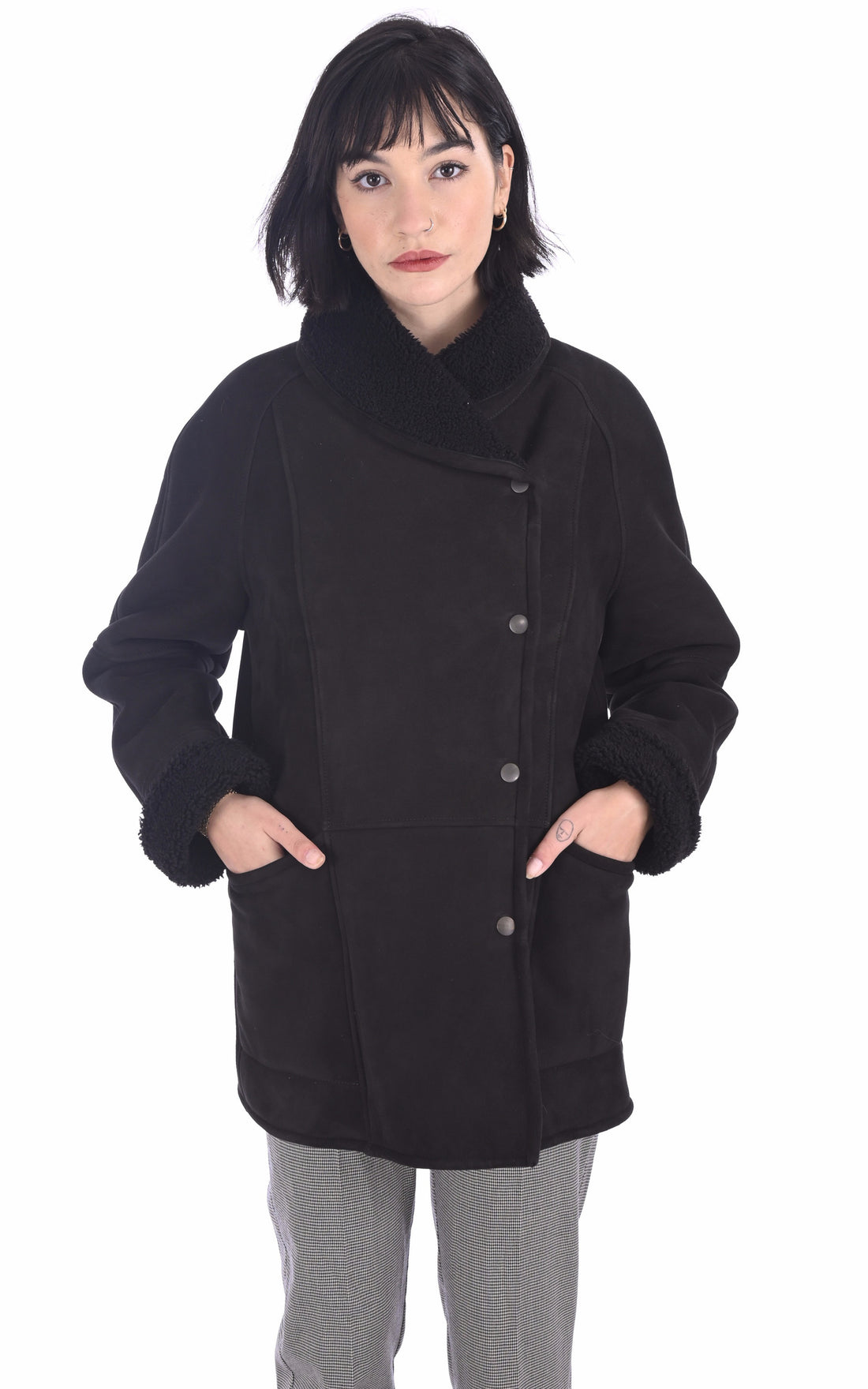 A &quot;SERENA CORTO&quot; Noir La Canadienne Veste Femme opened photo