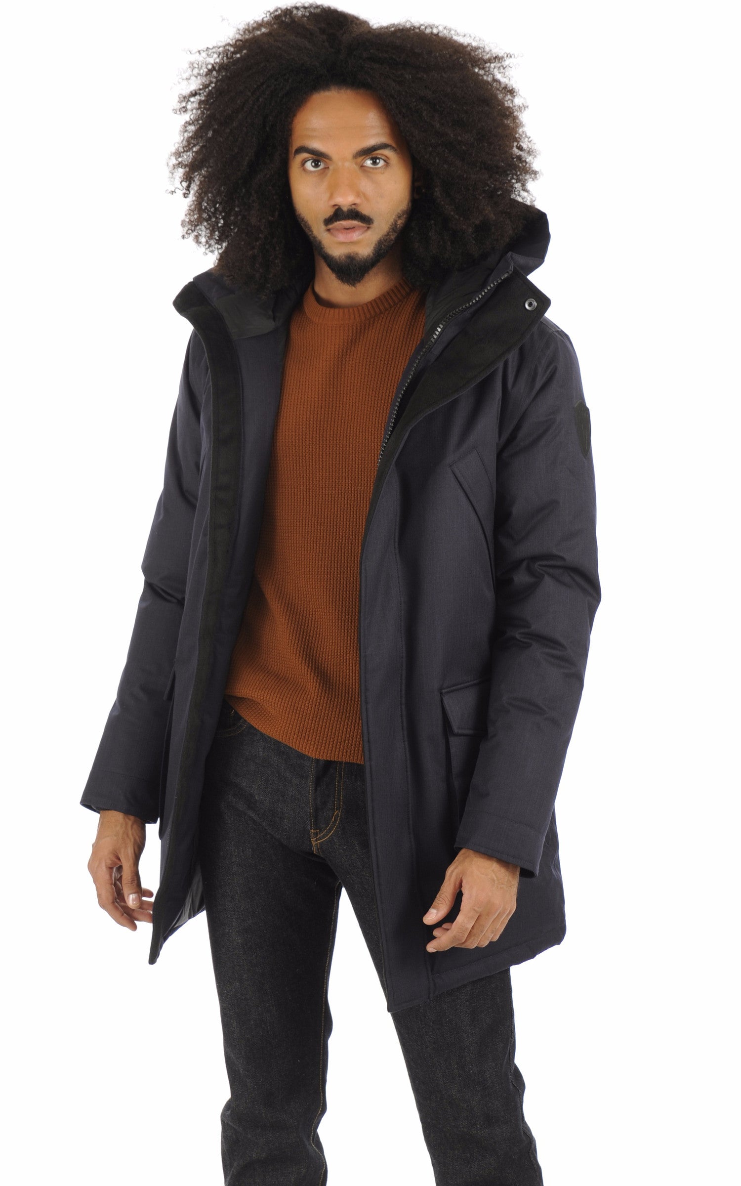 A &quot;TRAVIS&quot; Navy Nobis 3/4 Doudoune Homme opened photo 1