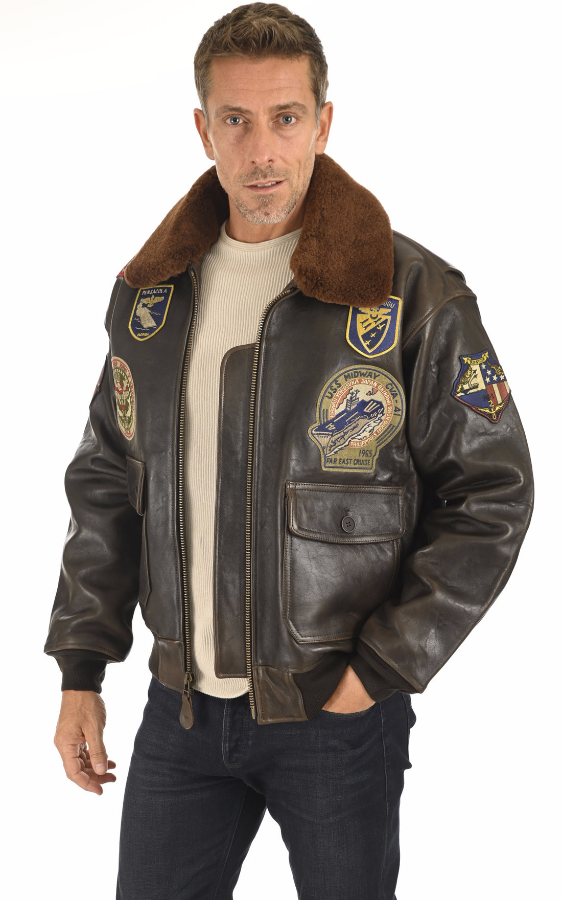 A &quot;G1TG&quot; Marron Schott Pilote Homme opened photo