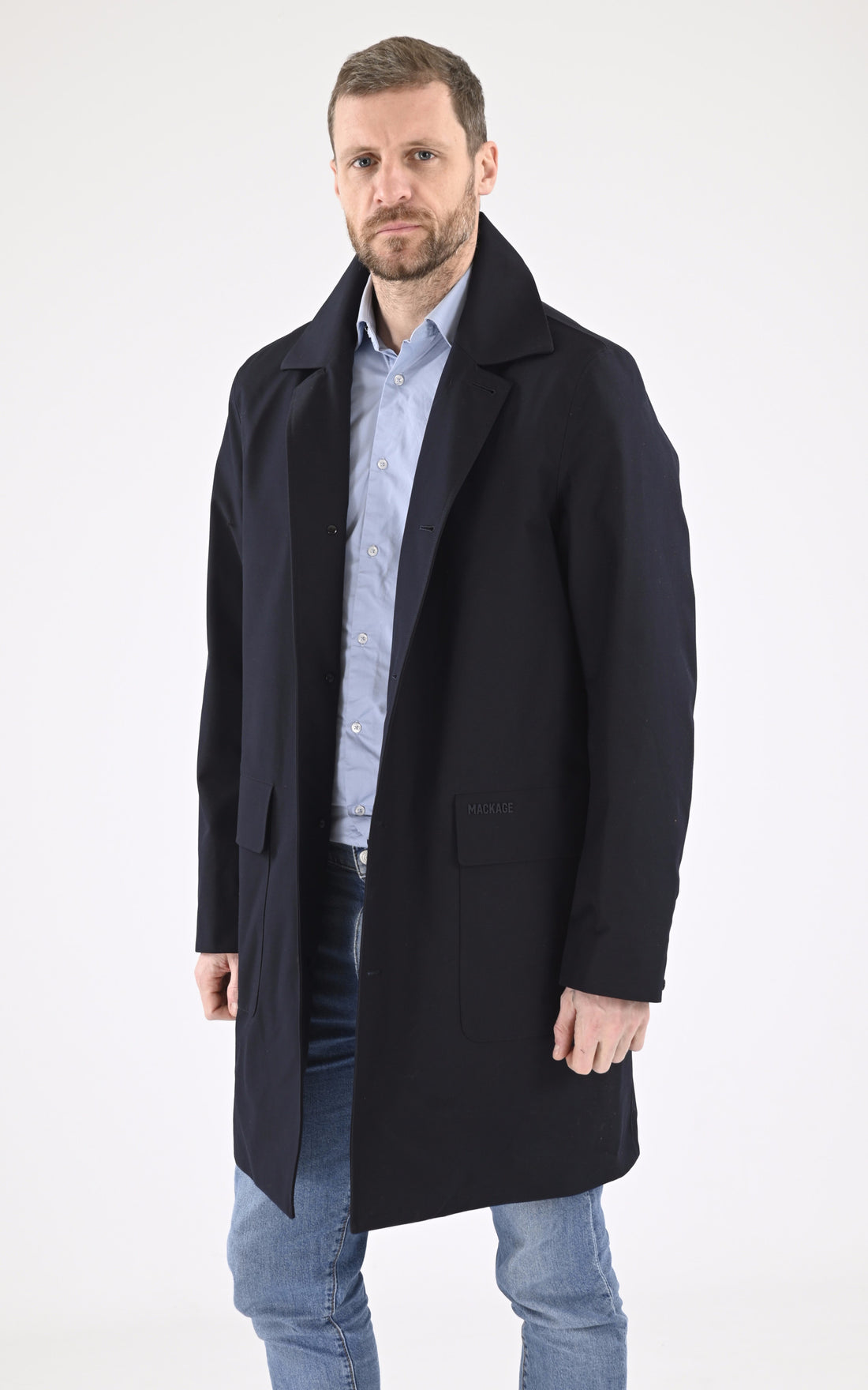 A &quot;MATHIAS&quot; Bleu Marine Mackage Manteau Homme opened photo